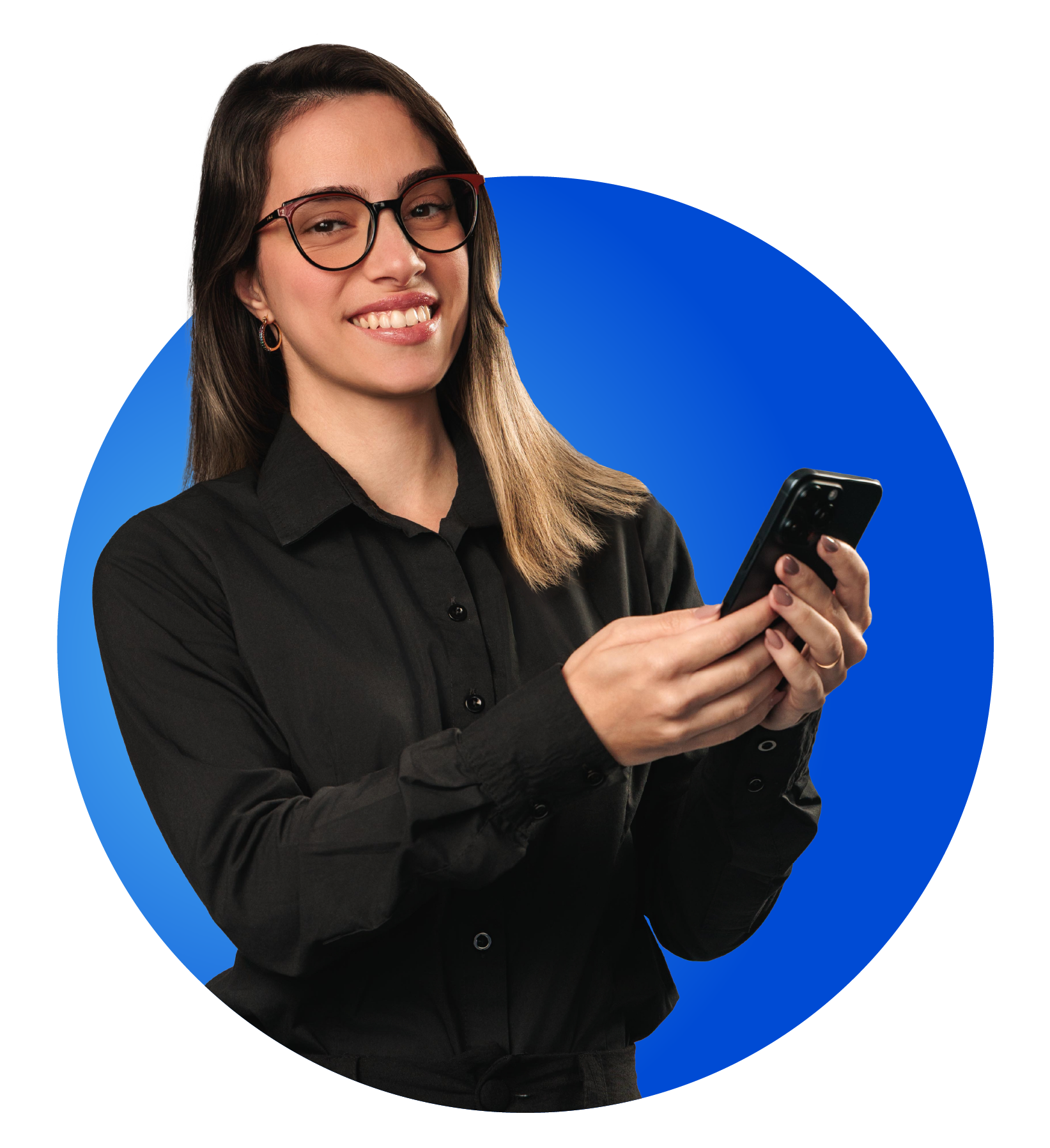 Pessoa feliz com celular